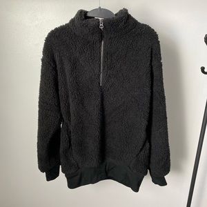 black oversize sherpa jacket
